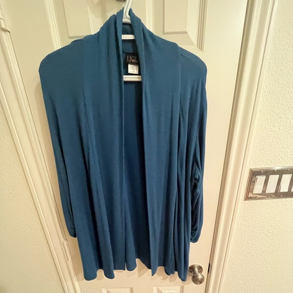 Beautiful teal open cardigan with ruched sleeves - Picture 1 of 3